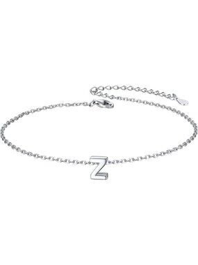 Letter Z Initial Bracelet 925 Sterling Silver Letter Bracelet Dainty